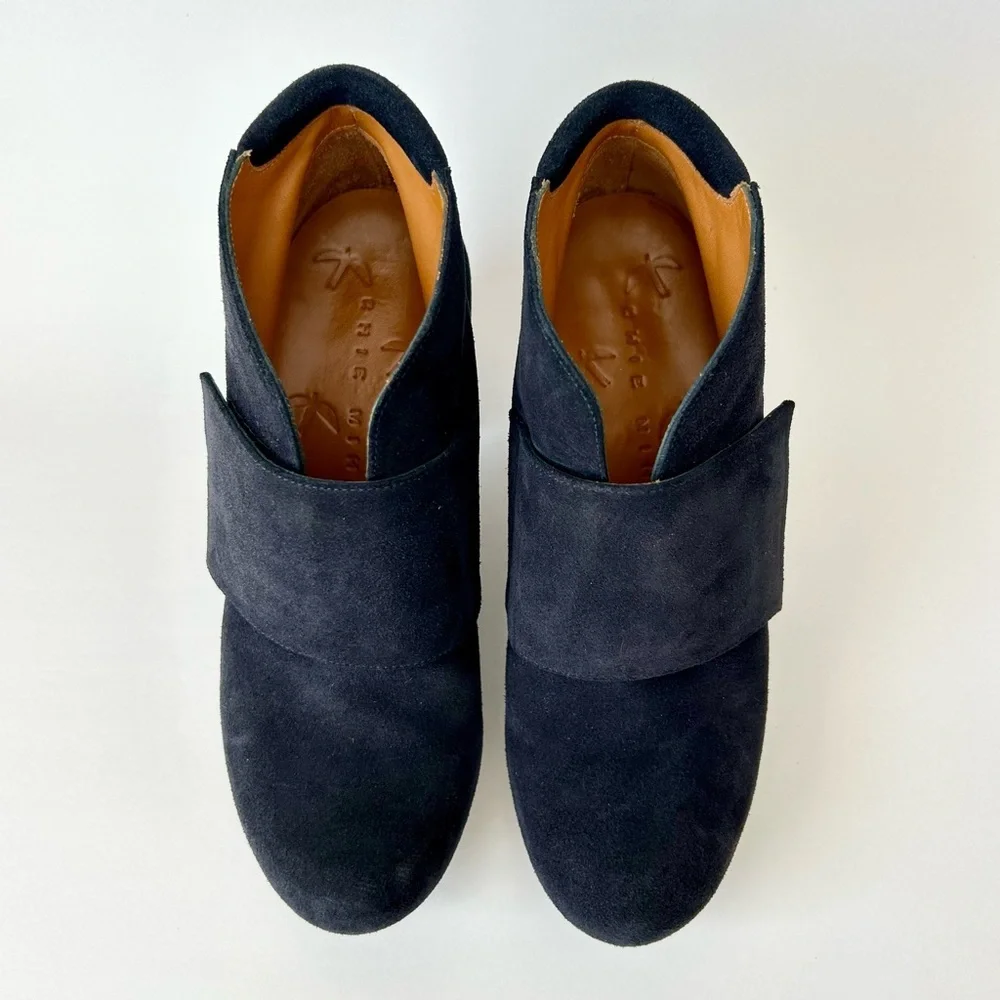 Chie Mihara Charro Black Suede Leather Platform Downtown Clog Boots Size 37